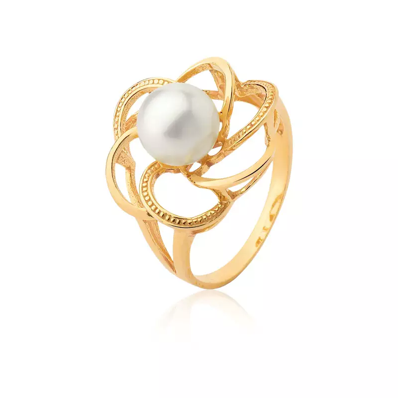Anel de Pérola Natural em Ouro 18k